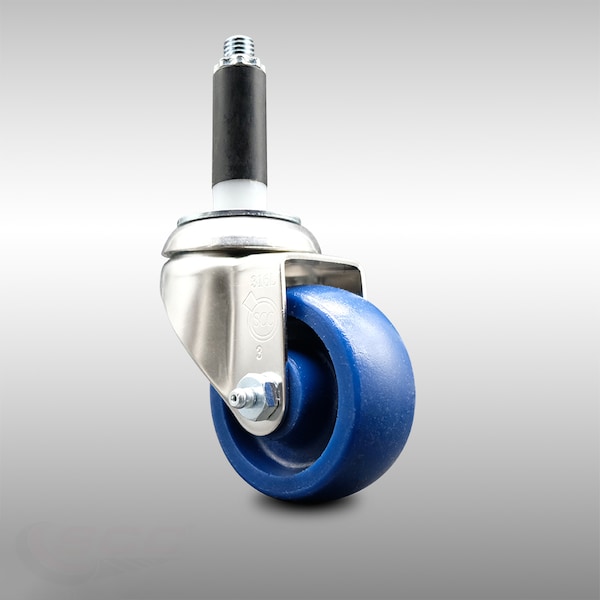 3 Inch 316SS Solid Polyurethane Wheel Swivel 7/8 Inch Expanding Stem Caster